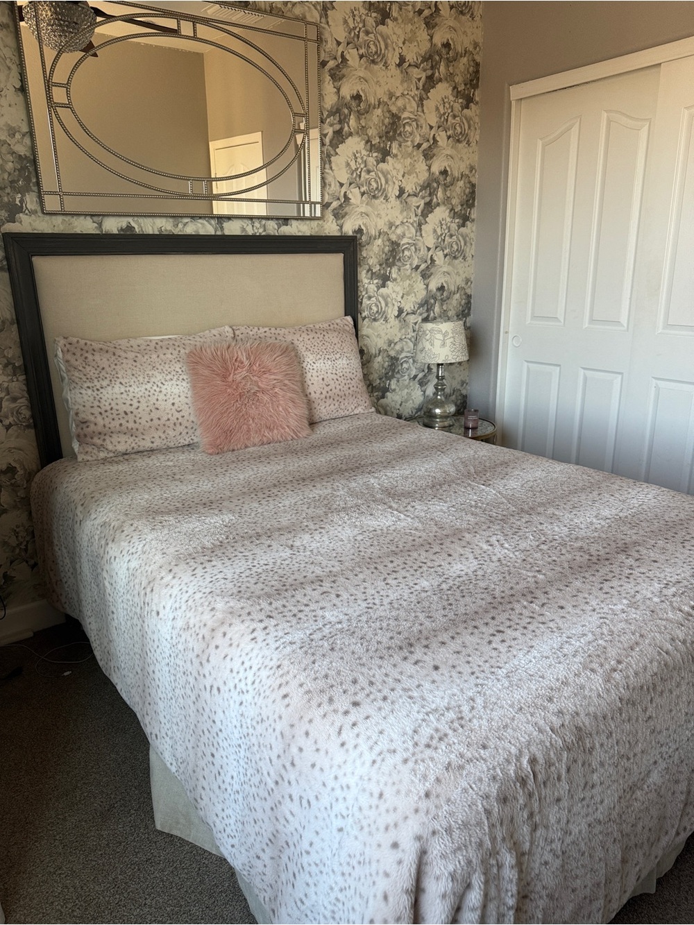Target Pink Speckled Faux Fur Comforter Set with Fluffy Accent Pillow